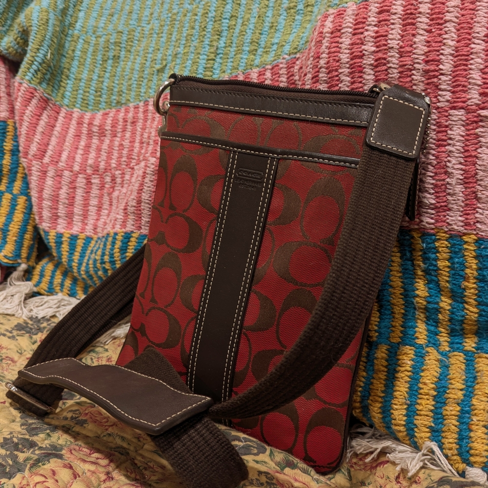 Stylish Red and Brown Crossbody Bag